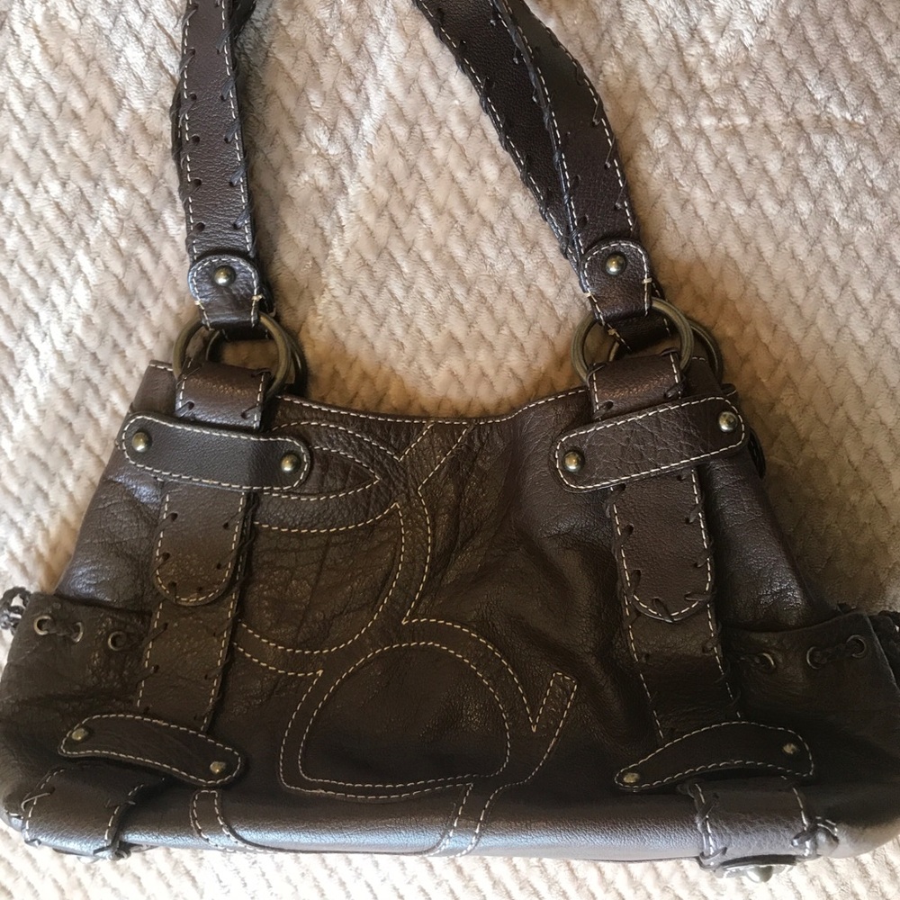 PG Purificación García Brown Leather Hobo Bag